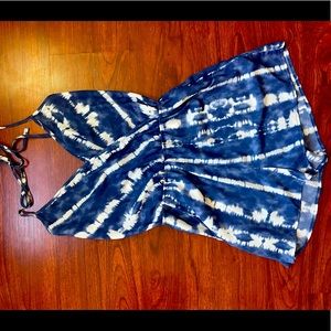 Blue and white tie dyed romper